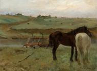 Puzzle Edgar Degas: Koně na louce, 1871