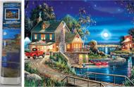 Puzzle Diamantmaleri: Hus ved søen 30x40cm