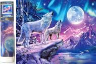 Puzzle Peinture diamant: Loups sous la pleine lune 30x40cm
