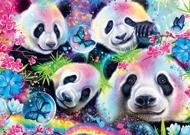 Puzzle Boîte endommagée Sheena Pike : Pandas arc-en-ciel néon