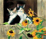 Puzzle Bourdet – Kätzchen und Sonnenblumen