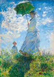 Puzzle Claude Monet: Žena so slnečníkom