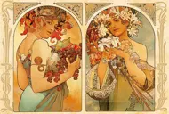 Puzzle Alfons Mucha: Ovocie a kvetiny