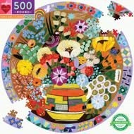 Puzzle Lila Vogel und Blumen