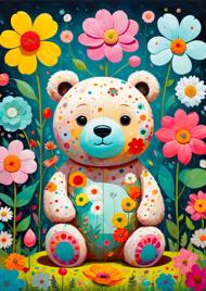Puzzle Ursuleț cu flori