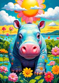 Puzzle Słoneczny hipopotam