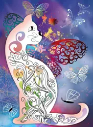 Puzzle Chat et papillons