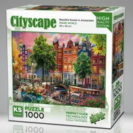 Puzzle Krásny západ slnka v Amsterdame