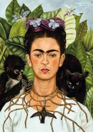 Puzzle Frida Kahlo: Selvportræt med tornehalskæde og kolibri