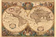 Puzzle Damaged box  Antique World Map , 1630