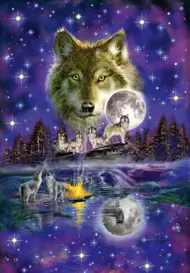 Puzzle Vlk v mesačnom svite