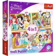 Puzzle 4v1 Princezné: Šťastný deň