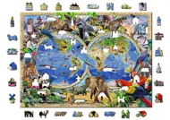 Puzzle Mapa ríše zvierat - drevené