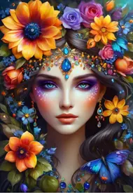 Puzzle Květinová žena