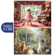 Puzzle 2x500 Malá baletka a romantická záhrada