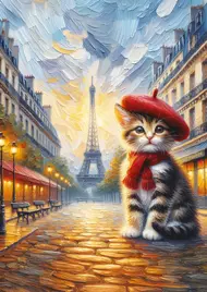 Puzzle The Artist Cat v Paříži