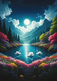 Puzzle Labutí jezero v měsíčním světle