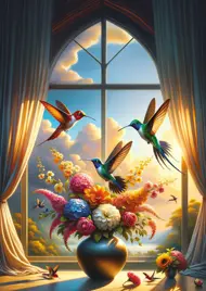 Puzzle Symfonie květin a křídel