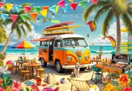 Puzzle Kempingová dodávka na pláži