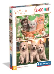 Puzzle 2x60 Bratia v kožuchu