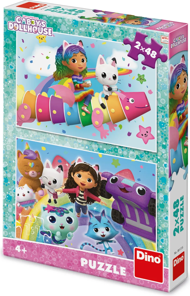 Puzzle 2x48 Gabinin čarovný dom: Na dúhe