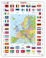Puzzle Vzdelávacie puzzle: Európa mapa, vlajky