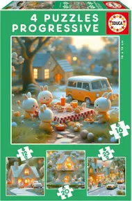 Puzzle Progresívne hádanky 4v1 Bunny City