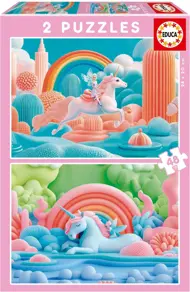 Puzzle 2x48 Licornes magiques