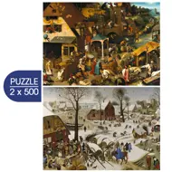 Puzzle 2x500 The Art of Pieter Brueghel: Flemish Proverbs - The Enumeration of Bethlehem