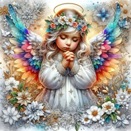 Puzzle Diamantová maľba: Anjel s dúhovými krídlami 30x40cm