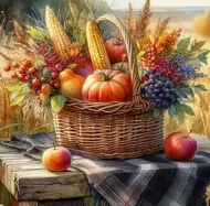 Puzzle Diamant painting: Autumn basket 30x40cm