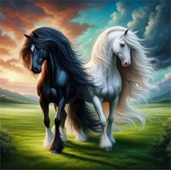 Puzzle Diamantová maľba: Čiernobiely 30x40cm