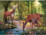 Puzzle Diamant painting: Deer by the stream 30x40 cm