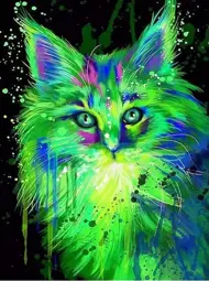 Puzzle Diamant painting: Fluorescent cat 30x40 cm