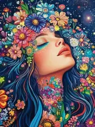 Puzzle Diamant painting: Girl in flowers 30x40cm