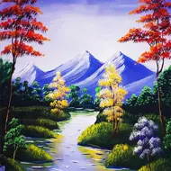 Puzzle Dijamantna slika: Planinski potok 30x40 cm