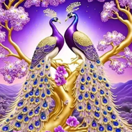 Puzzle Diamantová maľba: Pávy na konári 30x40cm