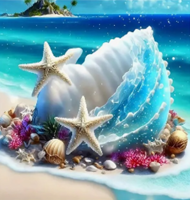 Puzzle Diamant painting: Seashells on the island 30x40 cm