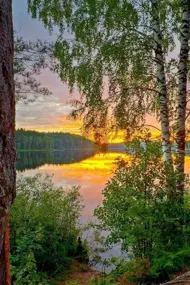Puzzle Diamantmalerei: Sonnenuntergang über dem See 30x40 cm