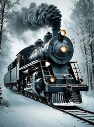 Puzzle Diamantová maľba: Zimný expres 30x40cm