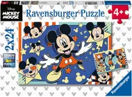 Puzzle 2x24 Mickey: Svetlá, kamera, akcia!