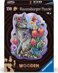 Puzzle Drevené obrysové puzzle: Kúzelná mačka