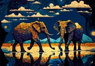 Puzzle Poškodený obal Živé slony