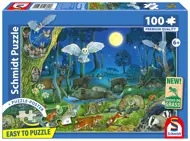 Puzzle Živali v nočnem gozdu