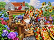 Puzzle Mačky a deky