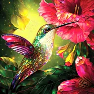 Puzzle Hummingbird and Hibiscus