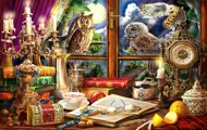 Puzzle Večer so sovami