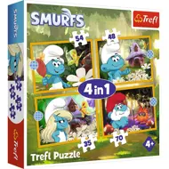 Puzzle 4v1 Život Šmolkov v dedine Šmolkov