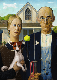 Puzzle Americká gotika: dog edition