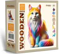 Puzzle Dúhová mačka drevená